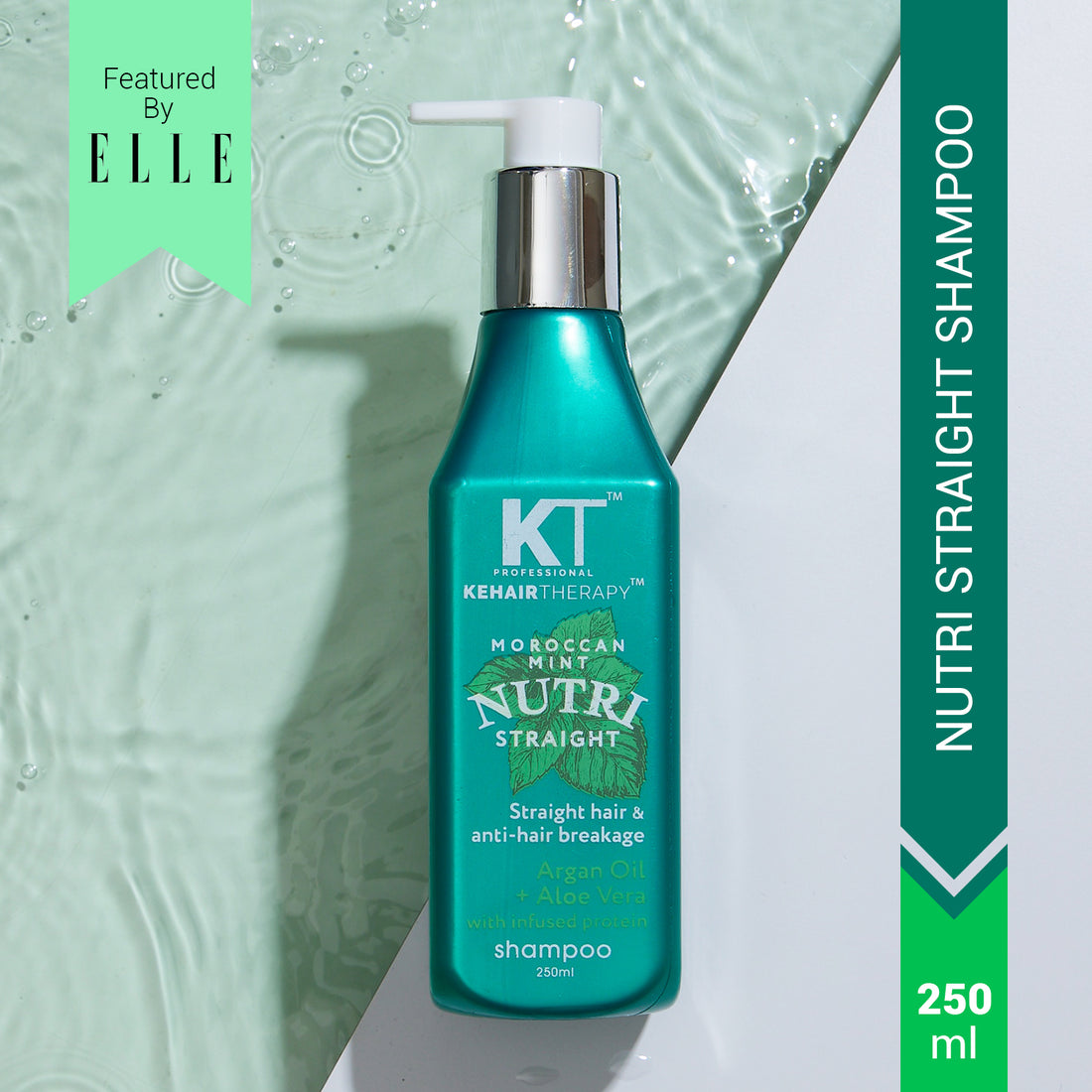 Moroccan Mint Nutri Straight Shampoo | Infused with Argan Oil & Aloe Vera | Straight Hair & Anti-Hair Breakage | Sulfate-Free, Paraben-Free | 250ml