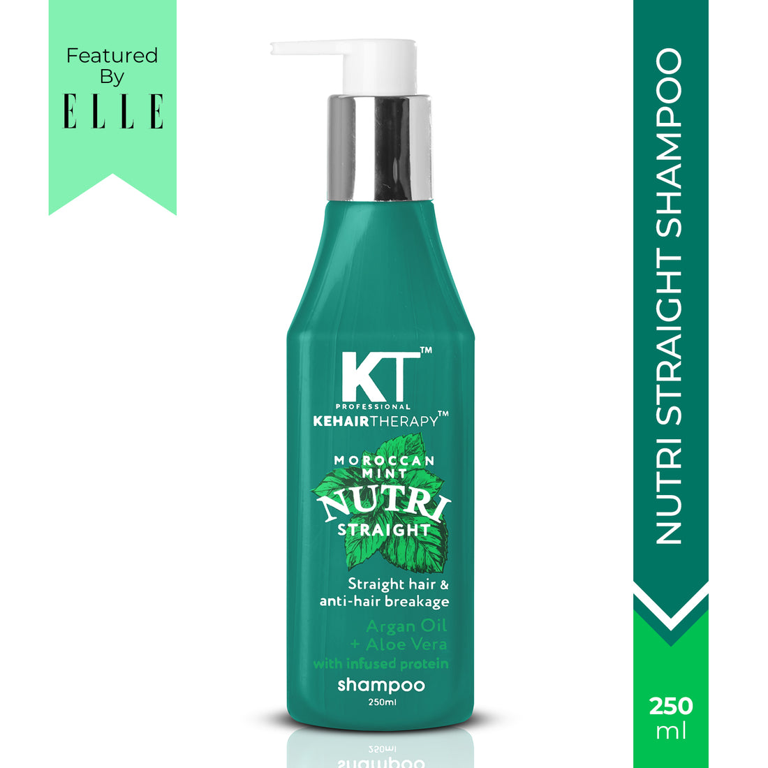 KT Professional Moroccan Mint Nutri Straight Shampoo - 250ml | Sulfate-Free &amp; Paraben-Free | Anti-Hair Breakage &amp; Nourishing Care for Straight, Smooth Hair | Safe for Color-Treated &amp; Chemically Treated Hair