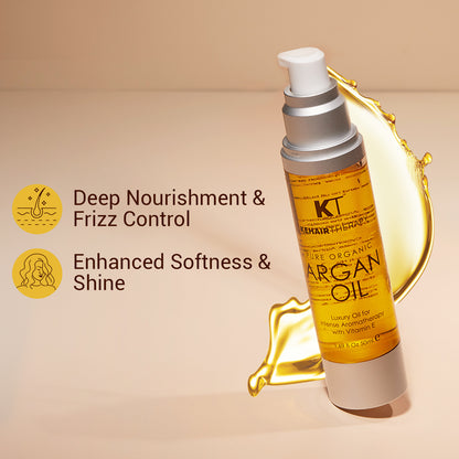 Pure Organic Argan Oil Hair Serum | With Vitamin E for Frizz Control &amp; Natural Shine | Aromatherapy Treatment | Sulfate-Free, Paraben-Free | 50ml