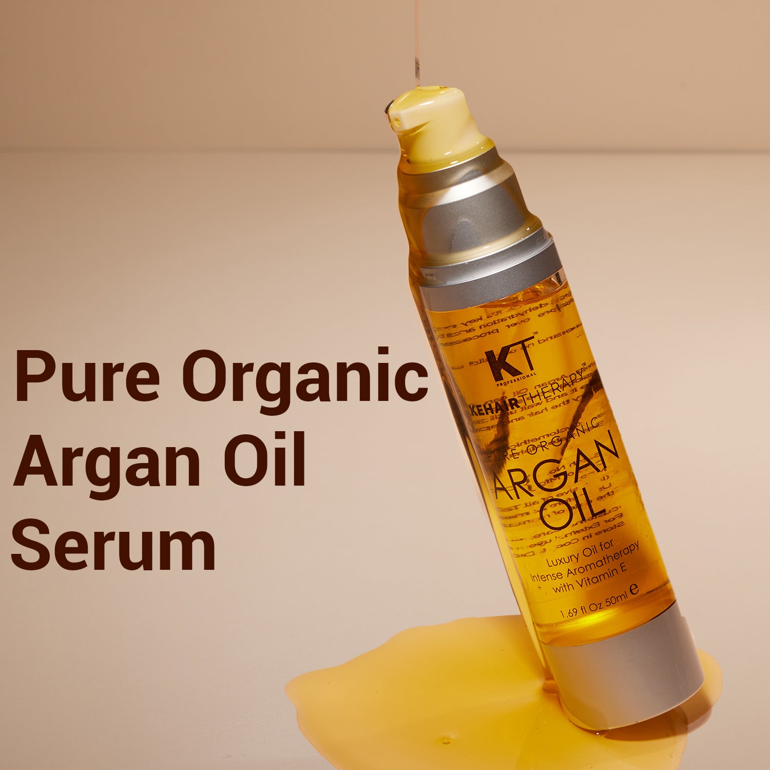 Pure Organic Argan Oil Hair Serum | With Vitamin E for Frizz Control &amp; Natural Shine | Aromatherapy Treatment | Sulfate-Free, Paraben-Free | 50ml