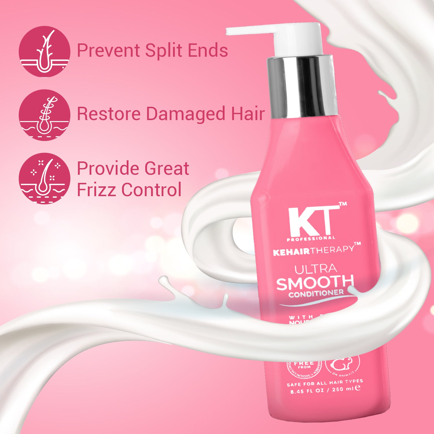 KT Professional Ultra Smooth Conditioner | Deep Hydration &amp; Frizz Control