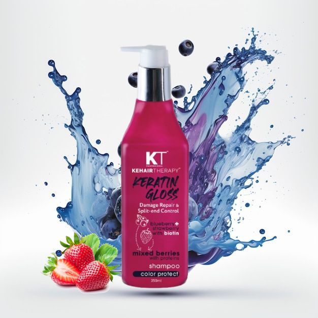 KT Professional Keratin Gloss Damage Repair &amp; Split End Control Shampoo |Sulfate Free|Paraben Free 250 ml