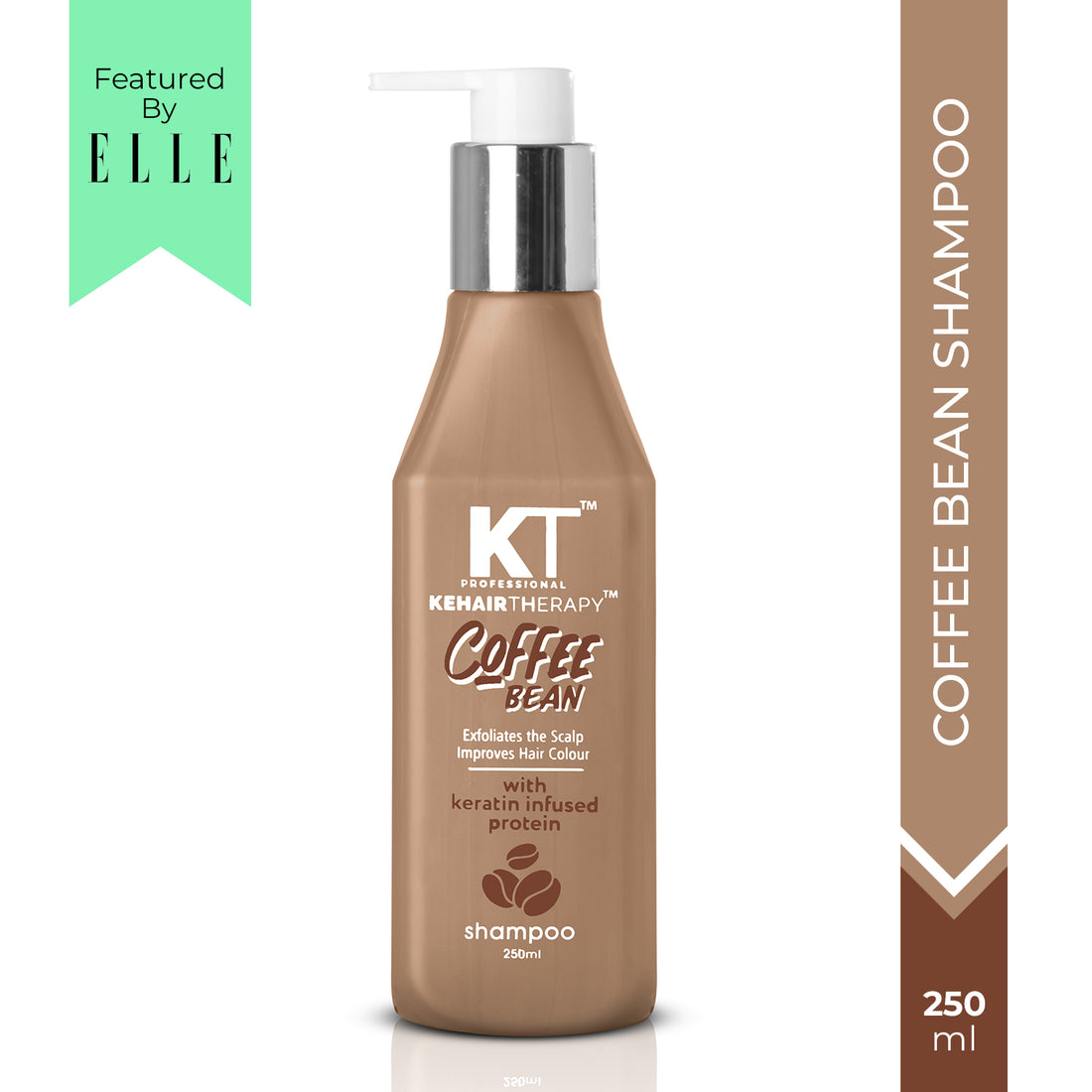 KT Professional Coffee Bean Shampoo - 250ml | Enriched with Raw Coffee, Protein &amp; Argan Oil | Anti-Hair Fall Shampoo for Hair Fall Control, Strength, and Shine | Sulfate-Free &amp; Paraben-Free